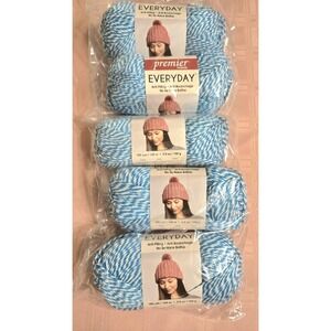 5pc Premier Everyday Turquoise Marl Yarn - 3.5 oz 100 % Anti-pilling Acrylic